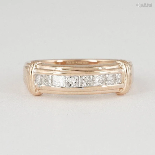 14 K / 585 Rose Gold Diamond Band Ring