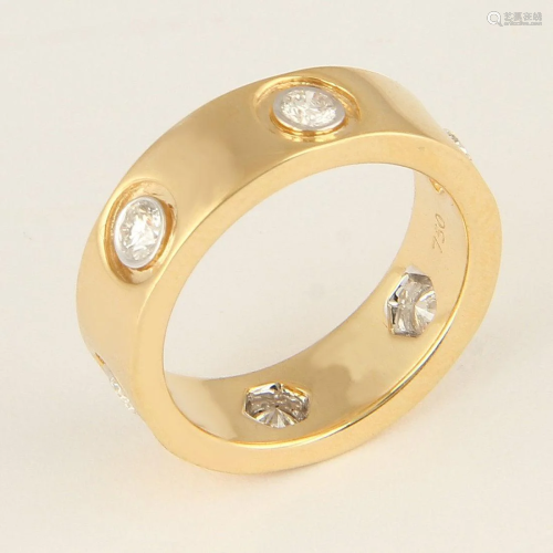 18K Yellow Gold CARTIER Style Eternity Diamond Ring