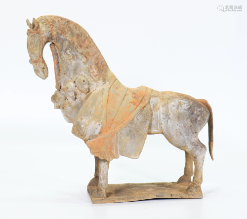 Chinese North Wei Grey Pottery Horse and Equipment