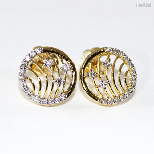 14 K / 585 Yellow Gold Diamond Earring Studs