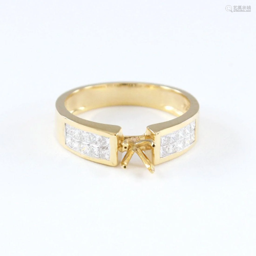 14 K Yellow Gold Diamond Ring - Center stone unmounted