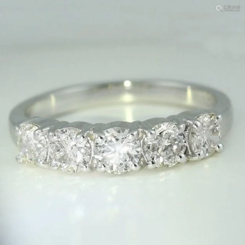 14 K White Gold IGI Certified 5 Solitaire Diamond Ring
