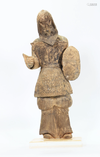 Chinese Northern Wei Dynasty Grey Guardian Figure