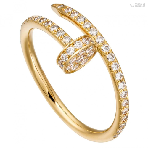 14 K Yellow Gold Cartier Style Nail head Diamond Ring