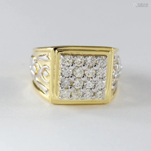 14 K / 585 Yellow Gold Men's Diamond Ring