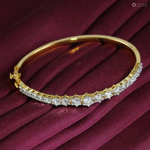 14 K Yellow Gold IGI Cert. Solitaire Diamond Bracelet