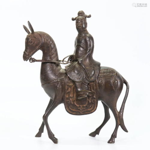 Chinese Ming Bronze Scholar Donkey Incense Burner