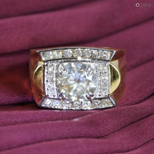 14 K / 585 Yellow Gold Men's Solitaire Diamond Ring