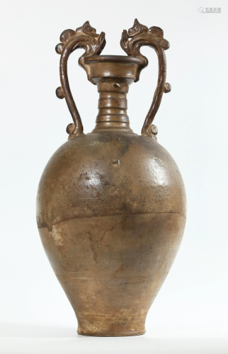 Large Chinese Tang Dynasty Glazed Amphora Vase