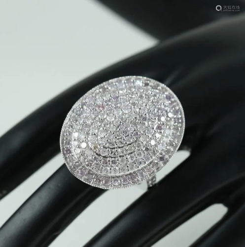 14 K / 585 White Gold Pink Diamond Ring
