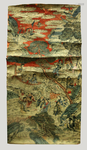 Chinese 18 C Daoist Immortal Paradise Silk Kesi
