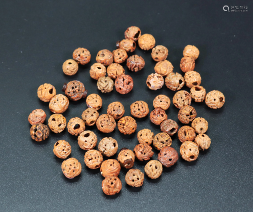 57 Chinese Qing Dynasty Carved Round Seed Beads
