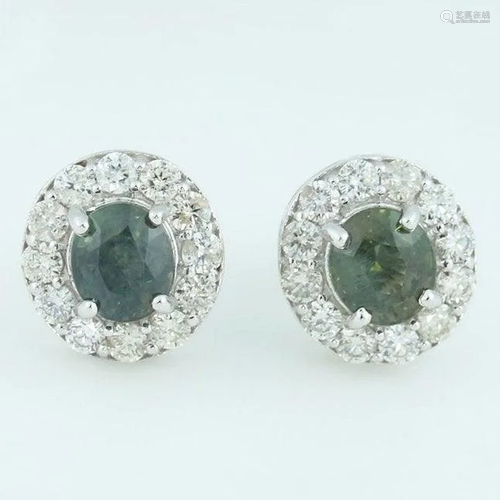 14 K White Gold 5.63 Ct. Alexandrite & Diamond Earrings