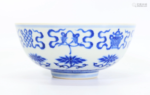 Chinese Blue & White Porcelain Bajixiang Bowl