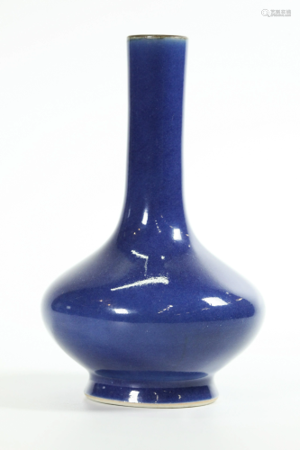 Chinese 19 C Blue Crackle Porcelain Bottle Vase