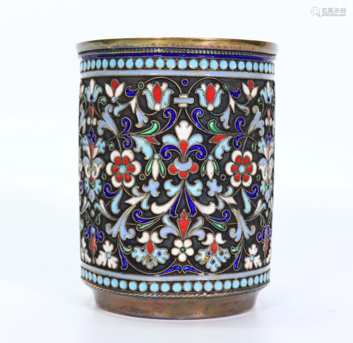 Russian Silver & Cloisonne Cup
