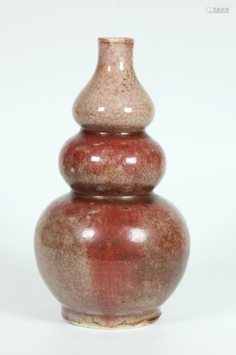 Chinese Red Langyao Porcelain Triple-Gourd Vase
