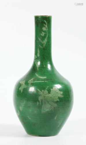 Chinese 19 C Green Crackle Glaze Porcelain Vase