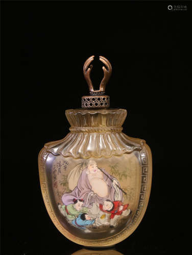 A CHINESE PEKING GLASS SNUFF BOTTLE