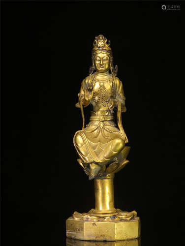 A CHINESE GILT-BRONZE STATUE OF BUDDHA