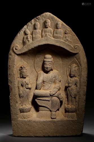 A SANDSTONE NICHE FOR BUDDHA