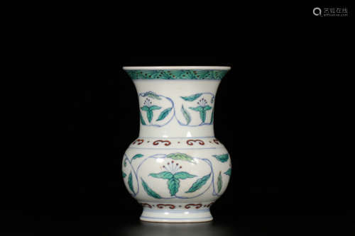 A DOUCAI GRASS PATTERN REFUSE VESSEL