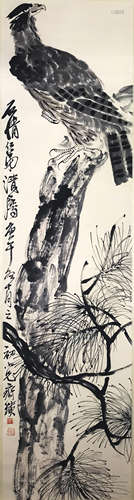 A CHINESE PINE AND EAGLE, QIBAISHI MARK