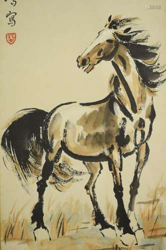 A CHINESE HORSE PAINTING, XU BEIHONG MARK