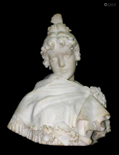 Bust Marble sculpture signed Gorrella Florence