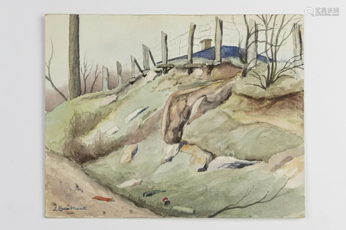 WATERCOLOR PAINTING OF A SLOPE BY J. BOCKHOUT