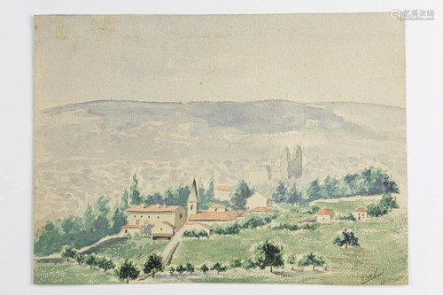 WATERCOLOR PAINTING OF LANDSCAPE BY ABEL