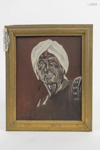 FRAMED PAINTING OF A MAN IN A TURBAN