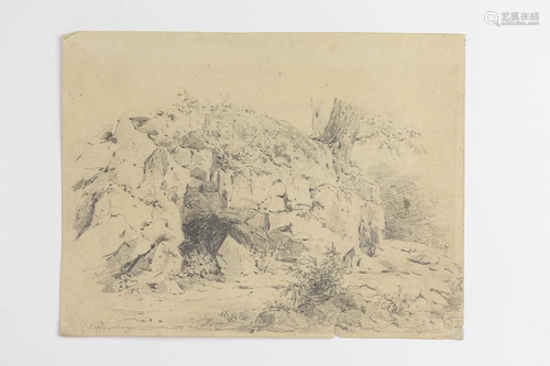 PENCIL DRAWING OF A ROCK CAVE