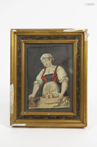 FRAMED PAINTING OF A HOUSEWIFE
