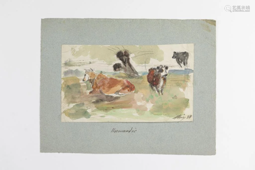 WATERCOLOR PAINTING OF COWS