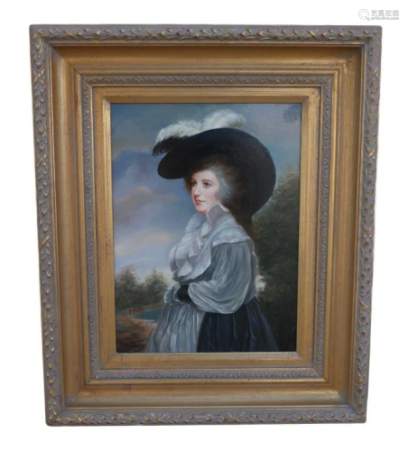 FRAMED PORTRAIT PAINTING OF A NOBLE LADY