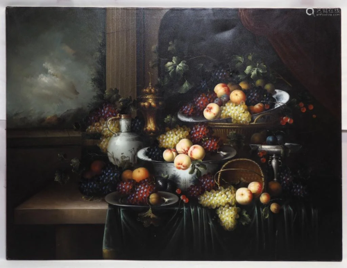 OIL ON CANVAS PAINTING OF A STILL LIFE