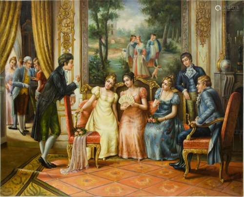 OIL ON CANVAS PAINTING OF NOBLES