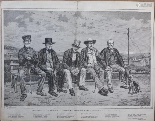 FRENCH LITHOGRAPH OF FIVE GENTLEMEN