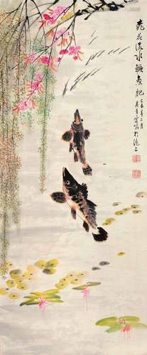 吴青霞 桃花流水鳜鱼肥 纸本立轴