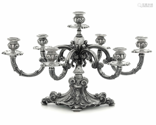 Grande candelabro a sette fiamme. Argenteria artistica