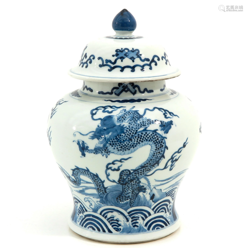 A Blue and White Vase with Cover