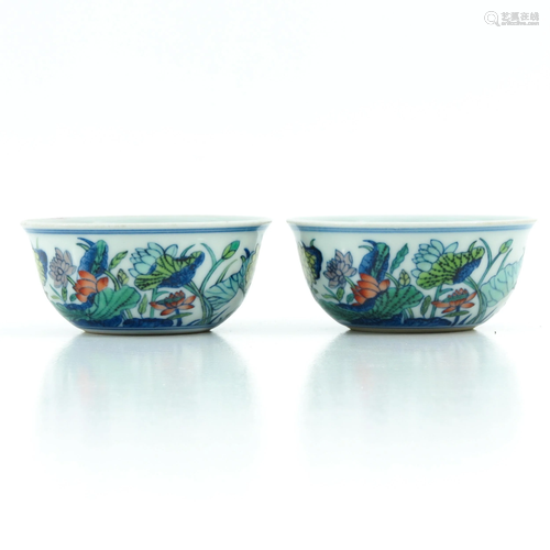 A Pair of Doucai Decor Cups