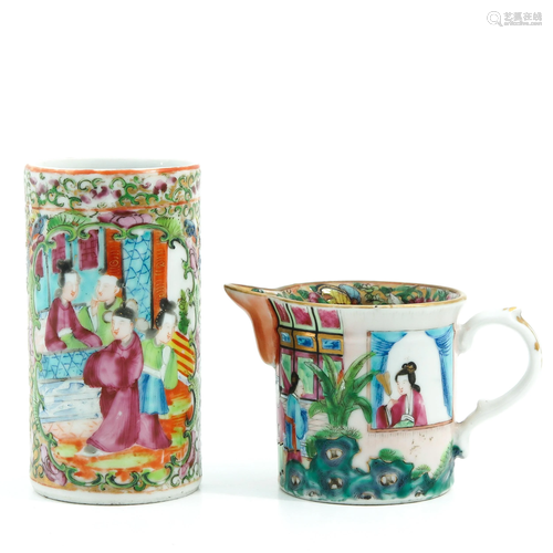 A Cantonese Vase and Creamer