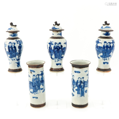 A 5 Piece Nanking Garniture Set