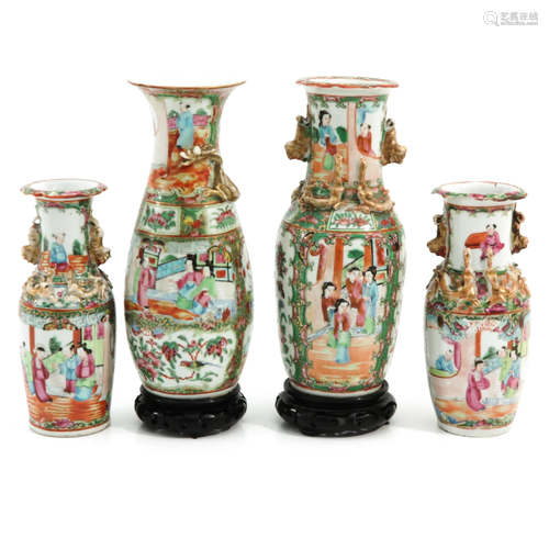 A Collection of 4 Cantonese Vases