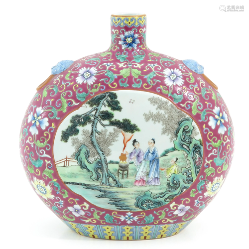 A Famille Rose Moon Bottle Vase