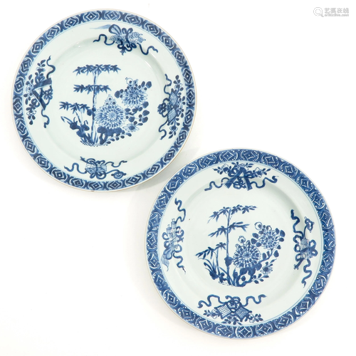 A Pair of Blue and White Plates