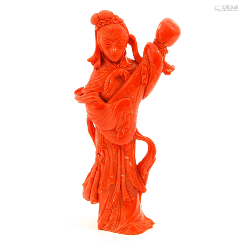 A Carved Red Coral Sculpture