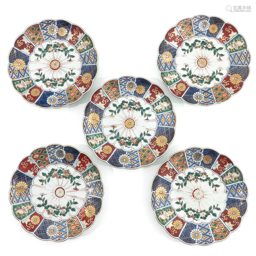 A Series of 5 Polychrome Plates